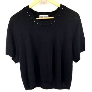San‎ Remo XL Black Knit Sweater w/ Rhinestone Neckline - Pre-Owned